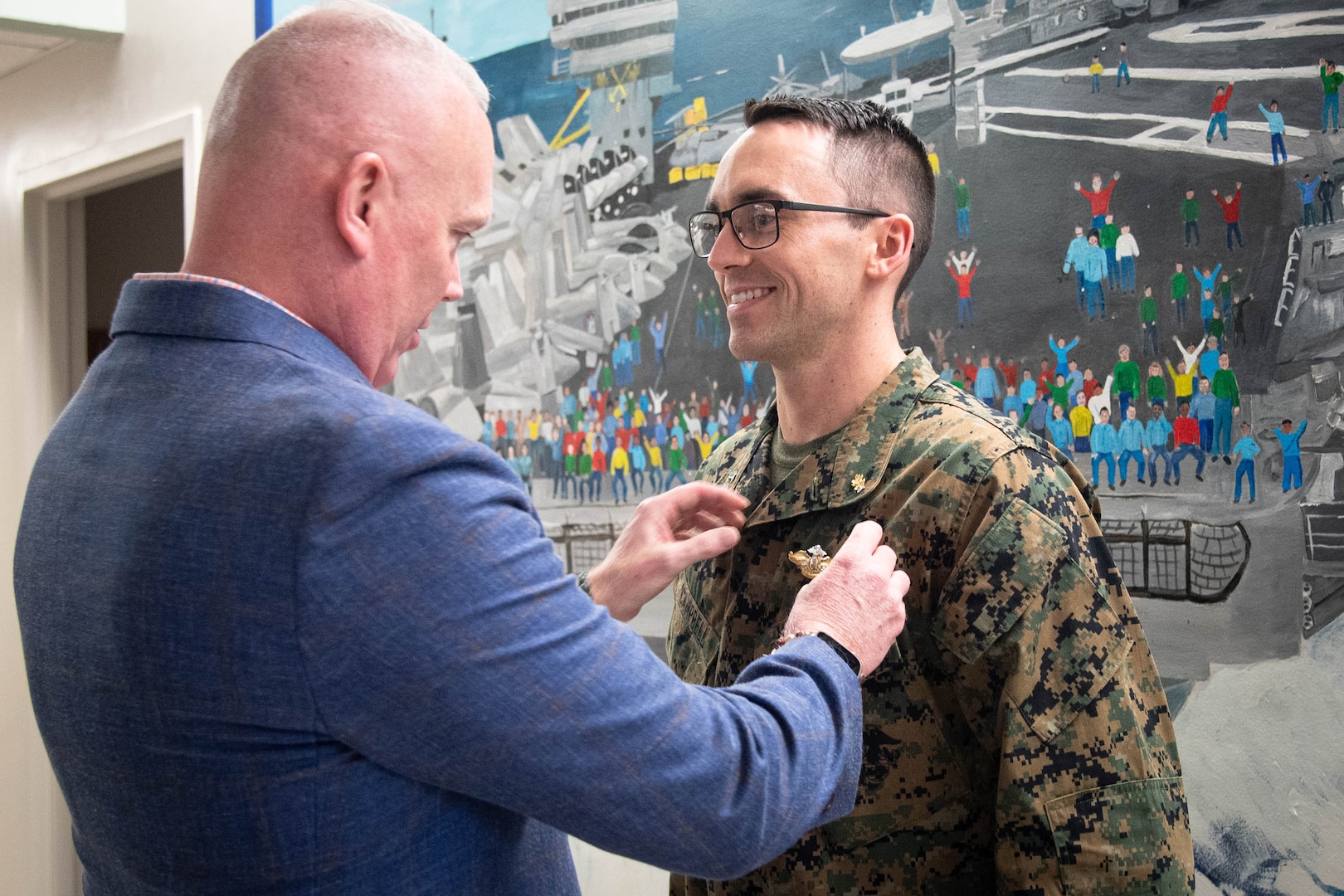 Navy Lieutenant Patrick Campbell received his Fleet Marine Force Pin during a ceremony held Friday, March7, 2025 aboard Naval Health Clinic Cherry Point.