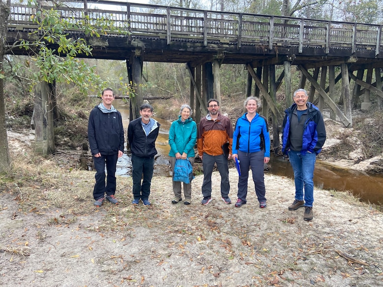 Members of the National Technical Committee for the Ordinary High Water Mark pose in New Orleans. Pictured are Steven Kichefski (USACE Wilmington District), Ken Fritz (EPA), Ellen Wohl (CSU Professor), Brian Topping (EPA), Gabrielle David, and Aaron Allen (USACE Los Angeles District).