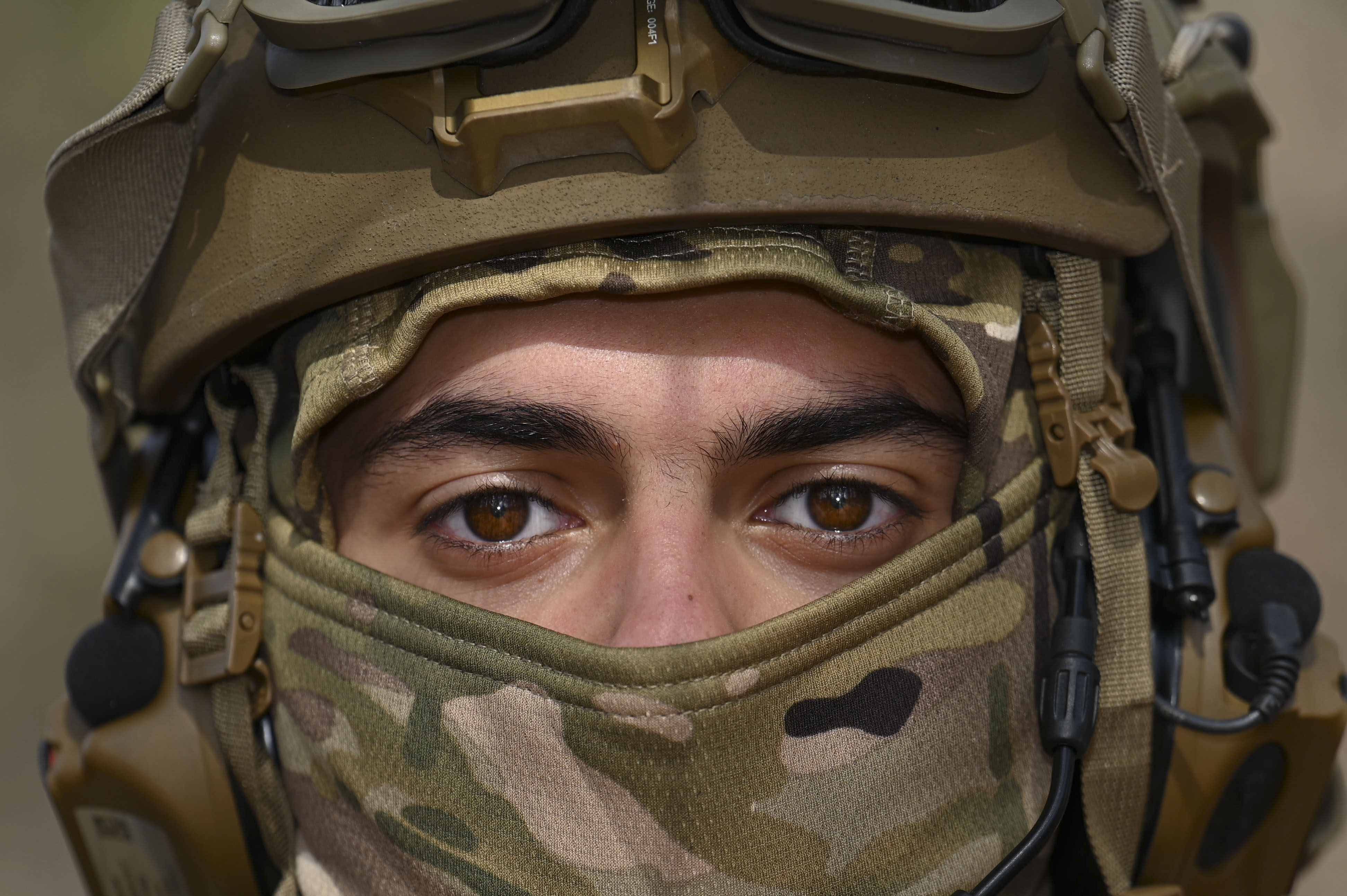 U.S. Air Force Airman 1st Class Mahmoud Ramadan, security forces specialist assigned to the 11th Security Forces Squadron, trains on heavy weapon qualifications at Marine Corps Base Quantico, Va., March 4, 2025. The training prepared security forces members for Mission Focused Rehearsal Training at Fort Bliss, Texas, where they will be challenged with a realistic representation of a deployed environment. (U.S. Air Force Airman 1st Class Geneva Nguyen)