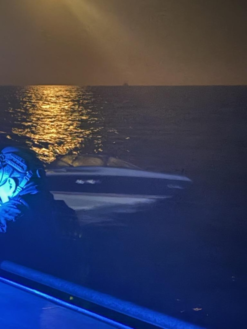 The crews of Coast Guard Maritime Security and Safety Team Los Angeles/Long Beach and Coast Guard Cutter Petrel interdicts nine aliens aboard a 20-foot boat approximately seven miles southwest of Point Loma, California, March 10, 2025. The aliens were transferred to U.S. Border Patrol personnel. (U.S. Coast Guard photo, courtesy)