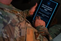 An Air Commando from the 27th Special Operations Wing logs onto the 27th Special Operations Group’s new telehealth system at Cannon Air Force Base, New Mexico, March 5, 2025. This service allows Air Commandos to access mental health care, regardless of their physical location, creating greater accessibility to deployed Airmen.