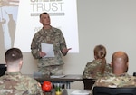 Virginia Army National Guard senior leaders and Soldiers assigned to Joint Force Headquarters participate in Building Strong and Ready Teams training conducted by the Virginia Army National Guard Chaplain Corps Mar. 1, 2025, at the VNG’s Sgt. Bob Slaughter Headquarters at Defense Supply Center, Virginia. The main objective of the training is to increase Soldier and family holistic health by strengthening Soldier and family structure through evidence-based relationship training, and improving quality of life by providing skills necessary to endure adversity. Read more about BSRT at https://vngpao.info/45yf9nw5.