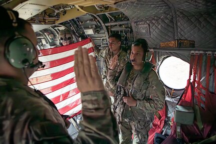 US Army South Soldiers make a soaring commitment by reenlisting over Guantanamo Bay
