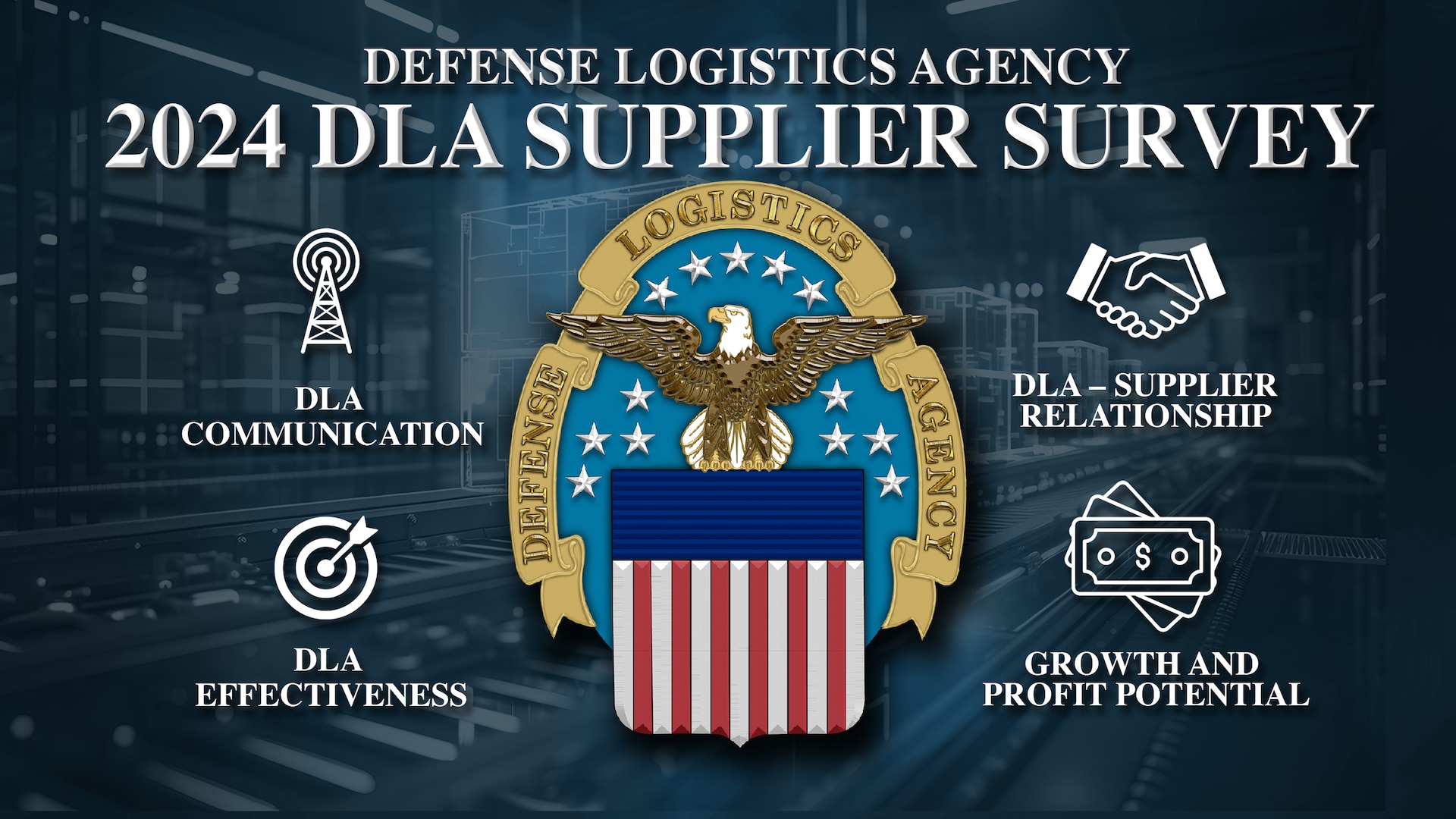 Graphic of DLA logo in front text