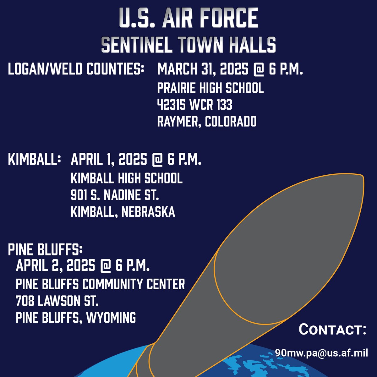 text on a blue background with a graphic representation of an ICBM