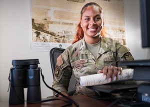 U.S. Air Force Staff Sgt. Karla Cartagena, 612th Air Base Squadron non-commissioned officer in charge of airfield management operations and training, poses for a photo at Soto Cano Air Base, Honduras, February 21, 2025.