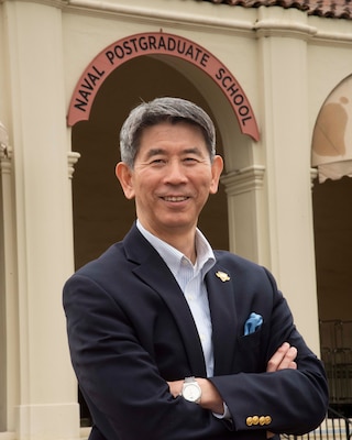 MONTEREY, Calif. (Feb. 12, 2025) – Retired Adm. Ryo Sakai, former chief of staff of the Japan Maritime Self-Defense Force (JMSDF), poses for a photo in front of Herrmann Hall at the Naval Postgraduate School, Feb. 12, 2025. Sakai graduated from the Harvard Kennedy School with a master’s degree in public policy and completed the Command Course at the U.S. Naval War College. With more than 30 years of experience, his naval service culminated in his appointment to lead JMSDF in March of 2022.