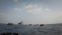 U.S. Marines with Battalion Landing Team 2/4, 31st Marine Expeditionary Unit, launch from amphibious transport dock USS San Diego (LPD 22), in the Philippine Sea, Feb. 17, 2025.