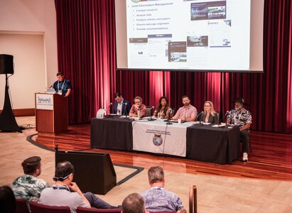 U.S. Indo-Pacific Command Pacific Multi-Domain Training and Experimentation team hosts panel at 2025 Pacific Operational Science and Technology Conference in Honolulu, March 4, 2025.