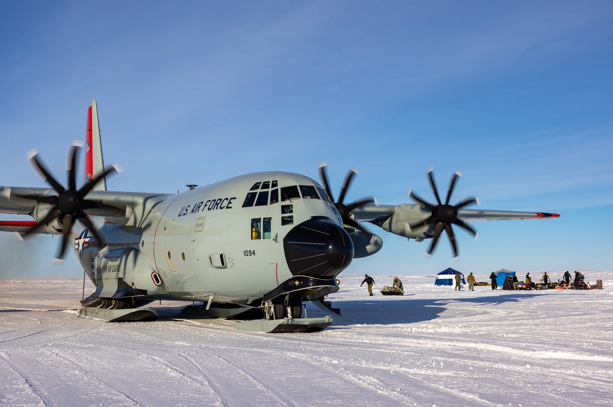 Airmen from the 109th Airlift Wing Make History, Landing the LC-130 Hercules on Fresh Water Ice for the First Time