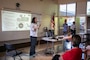 Connie Chan-Le, U.S. Army Corps of Engineers, briefs members of the Waimea and West Kauai communities during a public scoping and informational meeting about the Waimea River Flood Control Project Modification Study March 6, 2025.