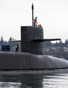USS Ohio (SSGN 726) returned to the fleet after completing a three-year Major Maintenance Period availability at PSNS & IMF in Bremerton, Feb. 24, 2025, at Puget Sound Naval Shipyard & Intermediate Maintenance Facility in Bremerton, Washington. (U.S. Navy photo by Wendy Hallmark)