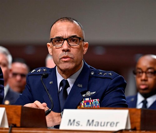 Service member speaks at hearing.