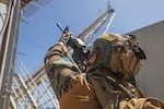 An Armed Forces of the Philippines service member rehearses securing a gas and oil platform during a joint combined exchange training (JCET) event with U.S. Naval Special Warfare (NSW) operators in El Nido, Philippines, March 1, 2025. JCET events are designed to enhance bilateral relations, promote regional stability, and improve interoperability with allies and partners. NSW provides maritime special operations force capabilities to enable Joint Force lethality and survivability inside denied and contested areas. (U.S. Marine Corps photo by Sgt. Adeola Adetimehin)