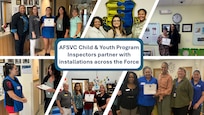 Six photos of people receiving certifications, posing for photos