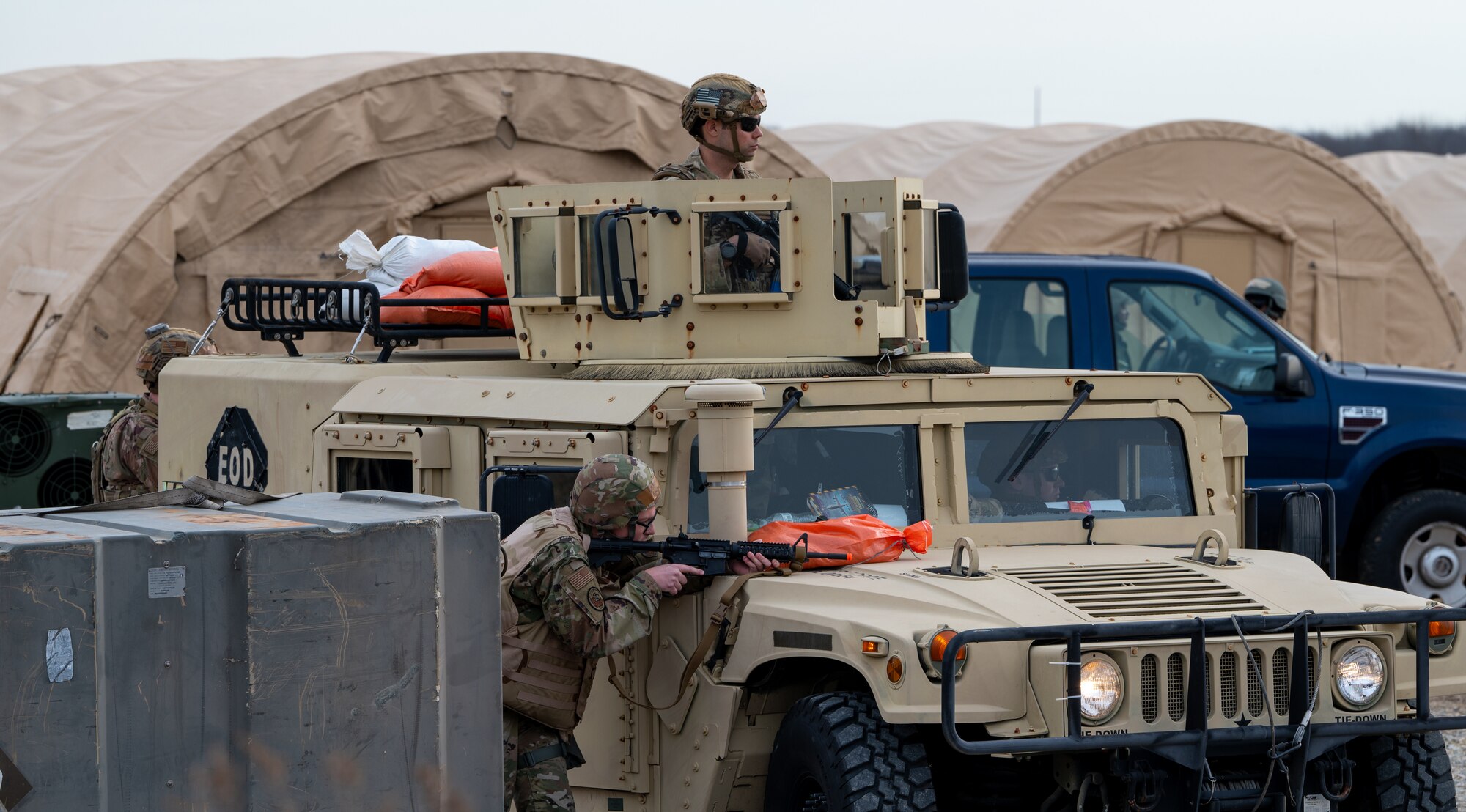 Airmen scout for simulated hostiles