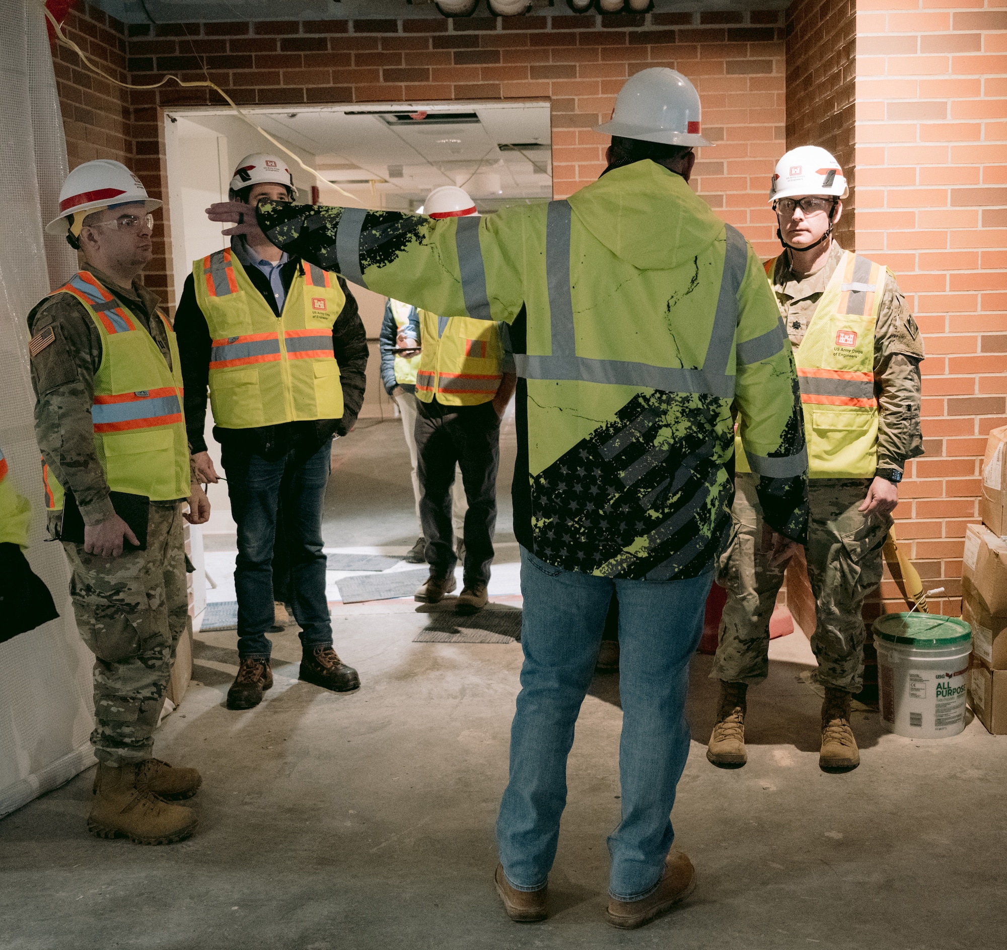 Lt. Col. Robert Burnham, commander of the U.S. Army Corps of Engineers, Buffalo District, tours the Canandaigua VA Medical Center, seeing the ongoing construction and progress on new facilities for residents and living accommodations, Canandaigua, New York, Dec. 18, 2024.