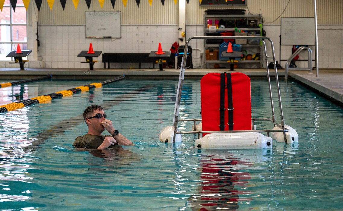 a person floats in water