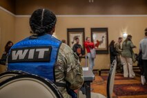 A U.S. Air Force wing inspection team member assigned to the 35th Fighter Wing, spectates an Emergency Evacuation Program exercise at Misawa Air Base, Japan, Mar. 11, 2025.