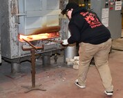 Norfolk Naval Shipyard Metal Forging Shop (Shop 11F) Metal Forger Alejandro “Alex” Beason became interested in blacksmithing when he was about 13-years-old. “A family friend needed a place to store her forge anvil and all the equipment she had,” said Beason. “Once she brought it over and I got a hammer and a pair of tongs in my hand and actually got to start working with pieces of material, I knew I was hooked and stayed with it ever since.”