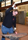 Norfolk Naval Shipyard Metal Forging Shop (Shop 11F) Metal Forger Work Leader Eric Slate enjoys making tools for other shops in order to make their job easier and provide better quality. “We actually have a lot of shops in the vicinity where the mechanics come to us needing a center punch, a pry and other materials and tools they use every day,’ said Slate. “Knowing that Shop 11F can help other shops and codes to perform their job gives me a sense of pride on what I love to do.”