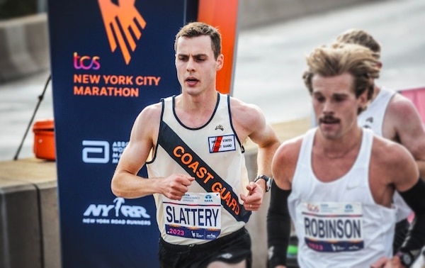 LTJG Tom Slattery ran the NYC Marathon for the Coast Guard on Nov. 5, 2023, placing 20th. Slattery, a premiere long-distance runner and two-time U.S. Olympic Trials qualifier, was the 2024 Coast Guard Elite Male Athlete of the Year. 