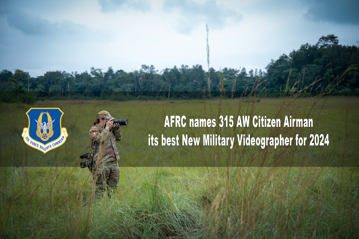 Air Force Reserve Command named the 315th Airlift Wing’s Staff Sgt. Jennifer Healy, 4th Combat Camera Squadron, as its best new military videographer of year for 2024.