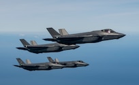 Two U.S. Air Force F-35A Lighting IIs fly in formation with two ROKAF F-35As during integration training as part of Freedom Shield 25, March 13, 2025.