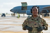 Capt. Brittney Parnell, a Reserve Citizen Airman assigned to the 433rd Airlift Wing, poses for a photo while participating in an aeromedical evacuation exercise onboard Naval Station (NAVSTA) Rota, Spain, March 10, 2025.