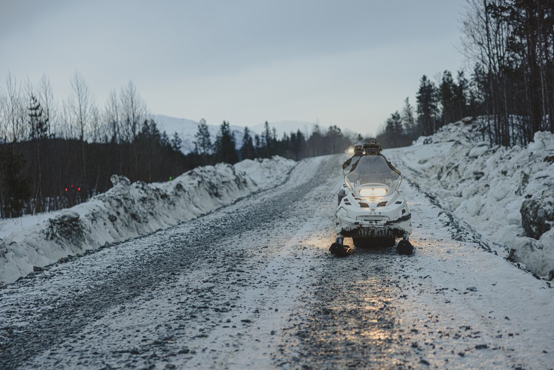 U.S. Marines participate in a snowmobile course in preparation of Exercise Joint Viking 25 in Setermoen, Norway, Feb. 4, 2025. U.S. Marines are in Norway as part of Exercise Joint Viking 25, a Norwegian military exercise focusing on arctic cold-weather training and military-to-military engagements. The exercise demonstrates the Marine Corps' unique ability to rapidly deploy during a crisis and aims to enhance interoperability between the U.S. Marine Corps and NATO allies and partners. (U.S. Marine Corps photo by Sgt. Antonino Mazzamuto)