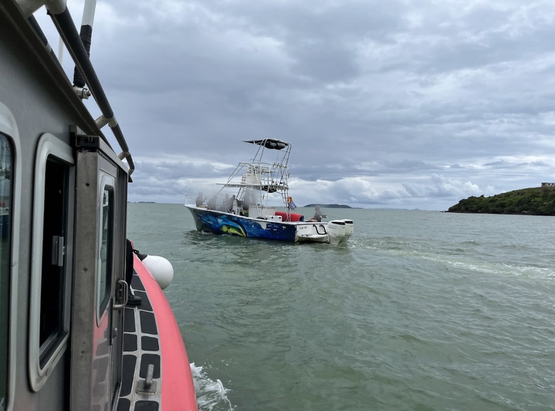 A Coast Guard Station San Juan law enforcement team terminated a bareboat charter voyage after it violated a federal captain of the port order to cease any illegal charter operations, off Villa Marina Mar. 14, 2025. Owners and operators of illegal charters can face maximum civil penalties of $69,000 or more for illegal passenger for hire vessel operations. (U.S. Coast Guard photo)