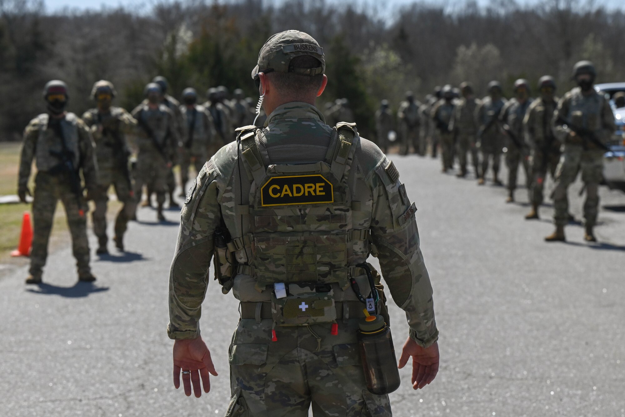 Cadre in front of formation.