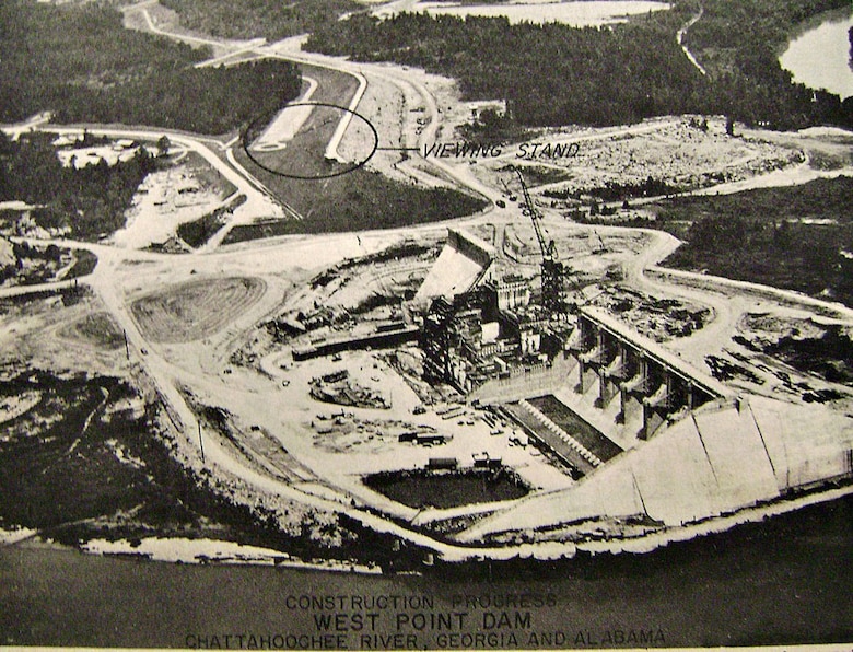 Vintage picture of a dam.