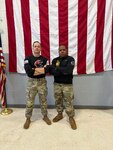 Illinois Army National Guard recruiters 1st Sgt. Michael Vertucci and Sgt 1st Class David Quinn pose during the Recruiting and Retention Battalion's North Region meeting March 7.