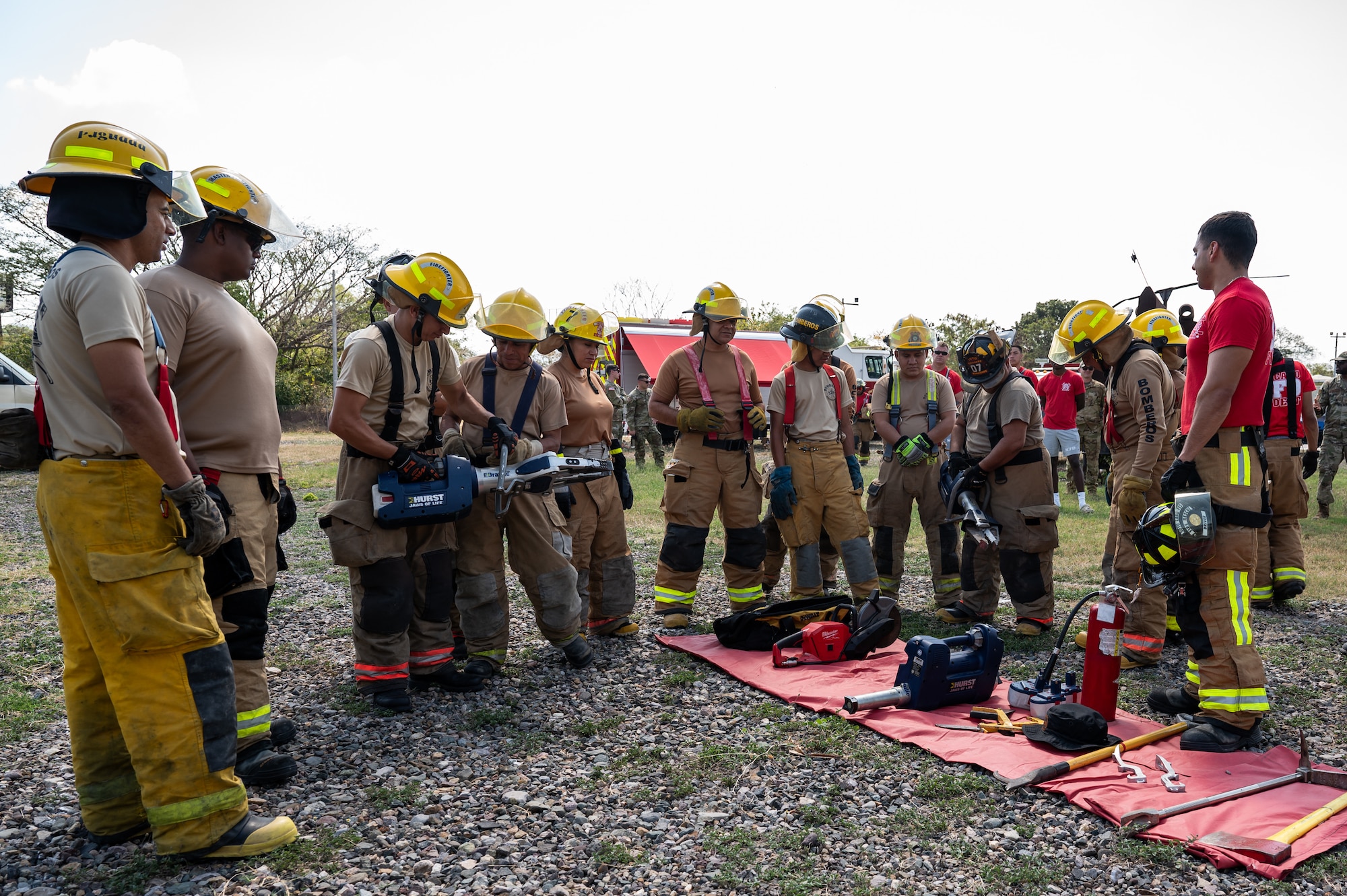 Local Honduran firefighters attend training led by Joint Task Force-Bravo firefighters training at Soto Cano Air Base, Honduras, March 13, 2025.