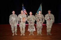 The Alabama National Guard won the overall team championship at the 2025 U.S. Army Small Arms Championships at Fort Benning, Georgia March 9-15, 2025. Team members (second from left to right): Sgt. Maj. Stephen Murchison (captain), Master Sgt. Joseph Spradlin, Sgt. Gavin Blackwood and Spc. Cameron Drake.