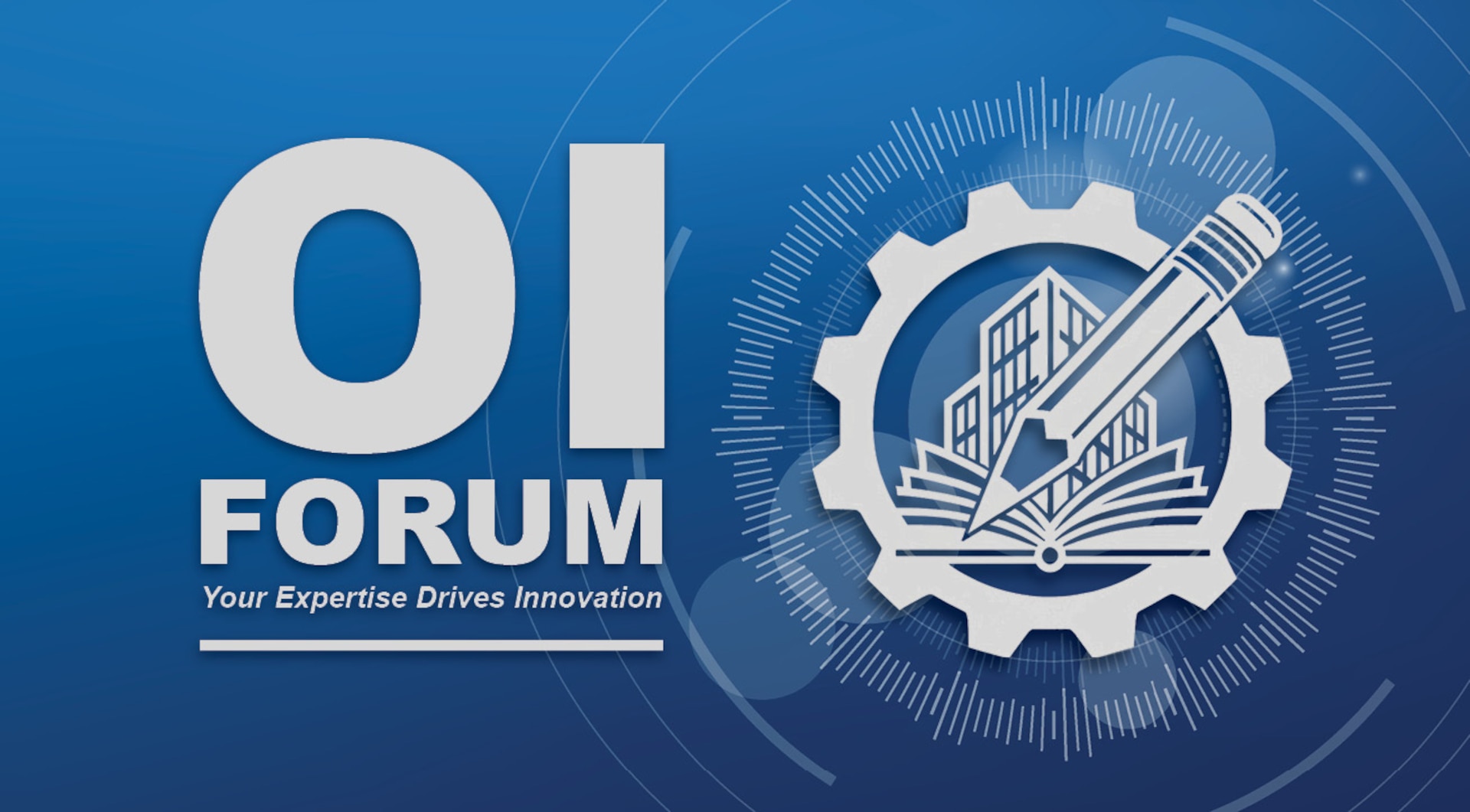 OI Forum graphic with the group's logo on a blue background.