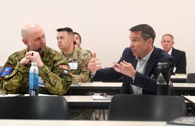 Military members and key stakeholders participate in a scheduled Country Sync Session focused on Southeast Asia on March 4, 2025, as part of the Capabilities Development Working Group (SDWG) 2025, held at the Armed Forces Reserve Center at Camp Withycombe in Happy Valley, Oregon.