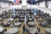 Participants of U.S. Indo-Pacific Command’s Capabilities Development Working Group engage in discussions and meetings on the drill floor of Camp Withycombe’s Armed Forces Readiness Center in Happy Valley, Oregon on March 6, 2025.