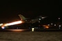 A U.S. Air Force F-16  Fighting Falcon assigned to the 14th Fighter Squadron takes off during Beverly Sunrise 25-03.