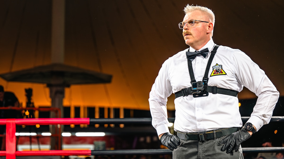 Lt. Col. Trumble prepares to referee boxing matches