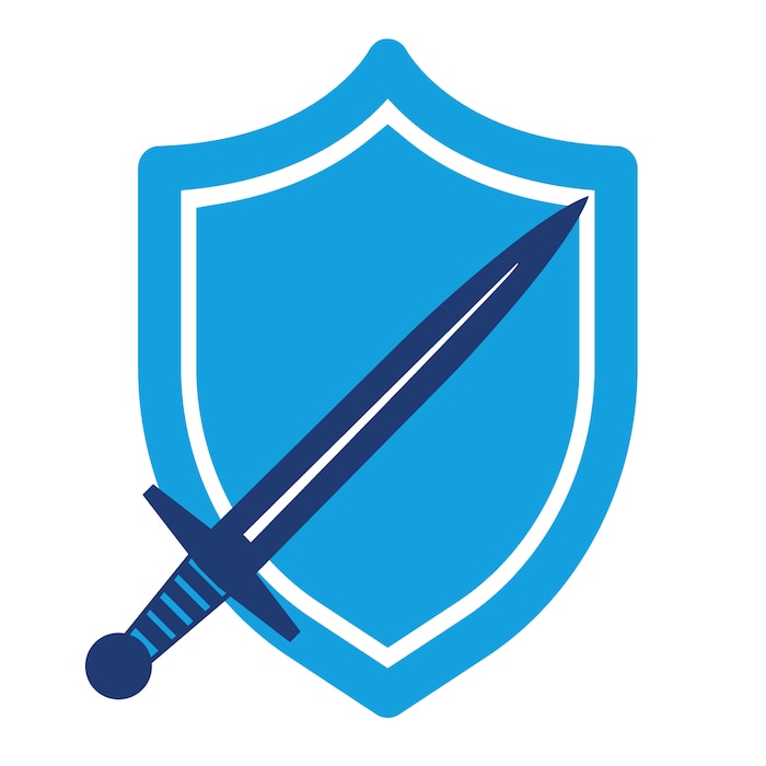Modified Illustration: shield with sword crossed in front [image is not public domain]