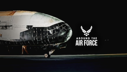 An aircraft sits on a flight line.