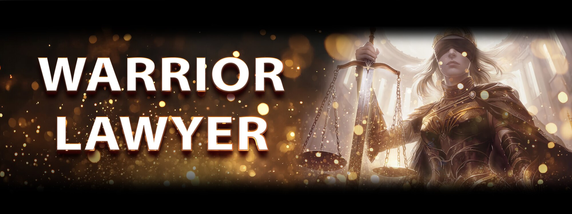 Modified Illustration: Armored Lady Justice over gold glitter background [image is not public domain]