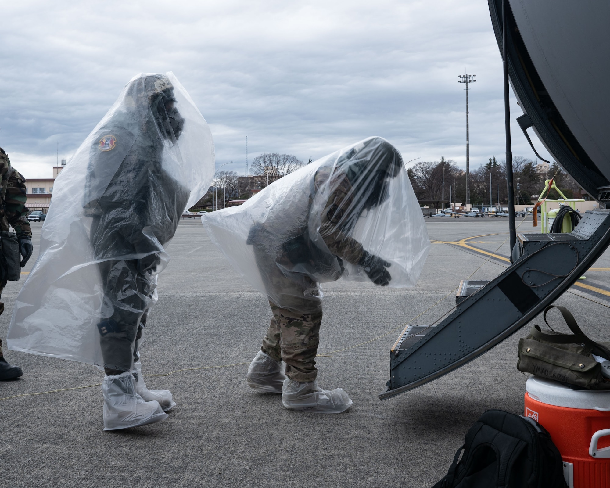 Pilots prepare to enter a C-130J Super Hercules.