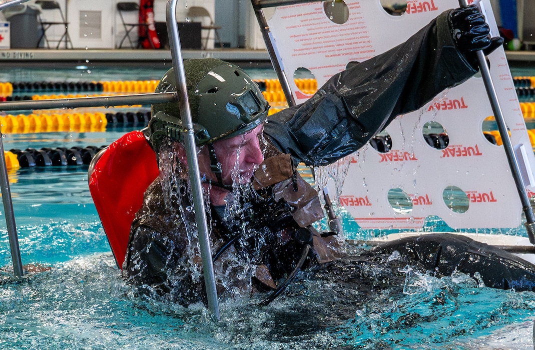 Airman coming out of water