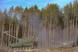 Two U.S. Army M109A7 Paladin self-propelled howitzer, (left) manned by Sgt. Achilles Gill, a section chief, Sgt. Carlo Enriquez, a gunner, Pfc. Nicolas Baker, a cannoneer, (right) Staff Sgt. Luis Torres, a section chief, Sgt. Roger Ellis, a gunner, Pvt. Dejuan Webley, a cannoneer with Charlie Battery, 1st Battalion, 41st Field Artillery Regiment, 41st Field Artillery Brigade produces smoke after firing an artillery shell during the Table VI live-fire certifications at Pabrade Training Area, Lithuania, Mar. 06, 2025. The German Armed Forces from the multinational battle group of  U.S. Army soldiers from the Charlie Battery, 1st Battalion, 41st Field Artillery Regiment supporting Task Force Iron. The shared training focused on the Artillery Systems Cooperation Activities (ASCA) program, as the 1-41st trained by sending digital fire missions from U.S. systems to German howitzers, while receiving digital fire missions from the German systems to the Paladins. Exercises like these ensure crews maintain lethal proficiency on the battlefield. V Corps participates in more than 50 exercises, symposiums, and leader summits annually with allied and partner nations to build capability and capacity along NATO’s eastern flank. (U.S. Army photo by Staff Sgt. Rose Di Trolio)