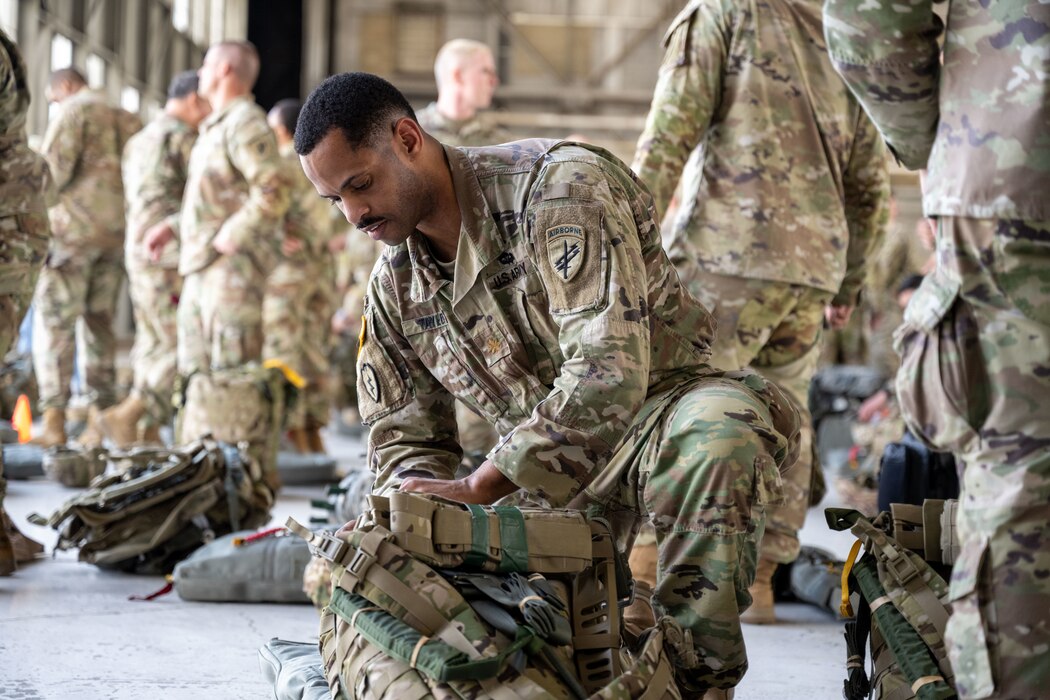 The team was scheduled to conduct parachute jumps during the day until weather conditions prevented clearance to jump. (U.S. Air Force photo by Jack Gardner)