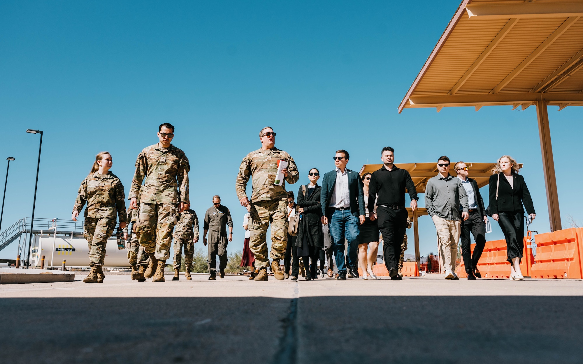 U.S. Air Force 56th Logistic Readiness Squadron fuels flight leadership and Arizona Legislative representatives go on a tour around the fuels flight.