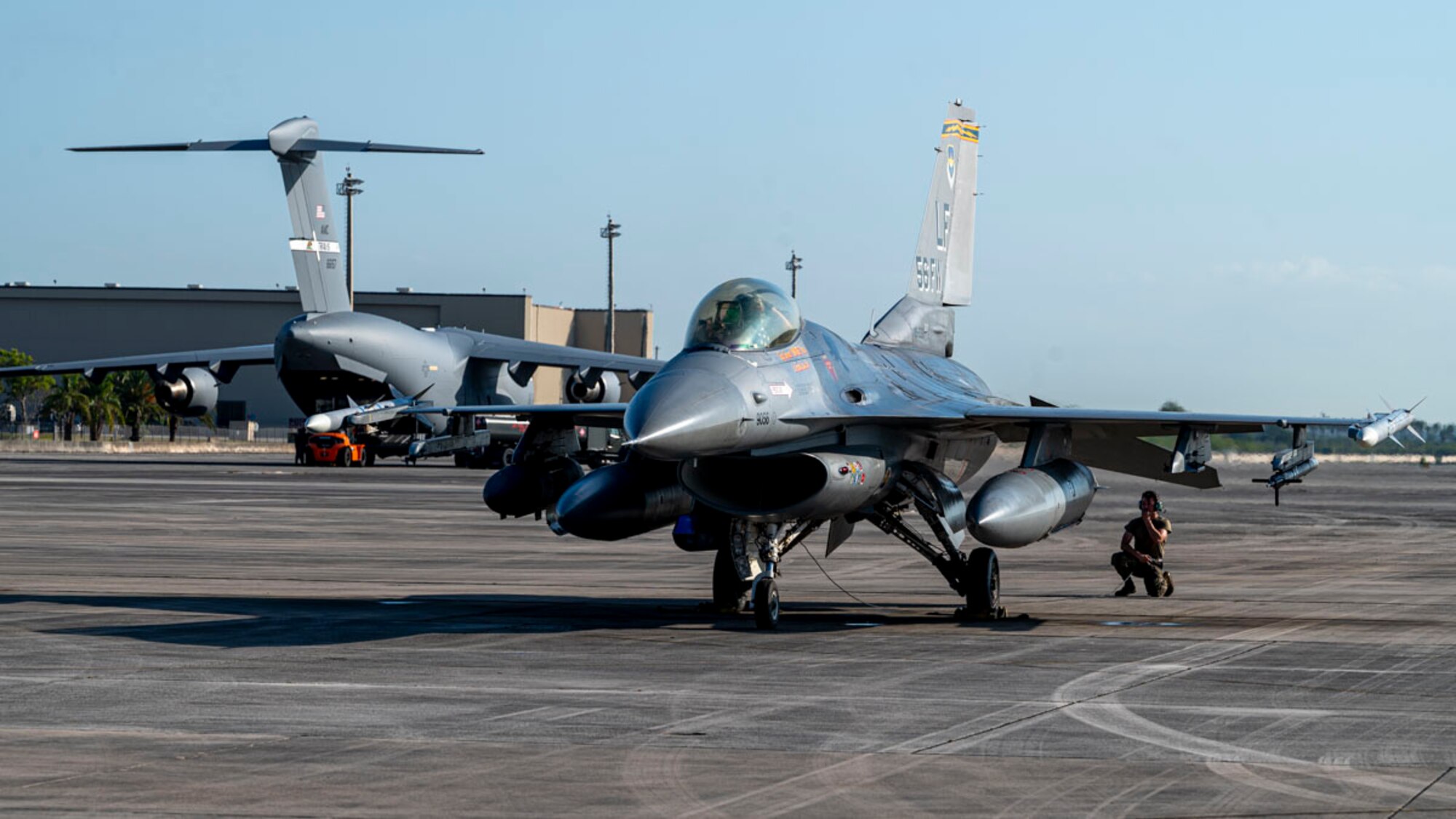 Airmen assigned to Holloman Air Force Base prepare for final out at Homestead Air Reserve Base, Florida, March 15, 2025. The deployment offered Airmen the chance to work alongside multiple units and branches, gaining cross-service training and real-world experience, which will be crucial for future deployments and ensuring mission success. (U.S. Air Force photo by Senior Airman Michelle Ferrari)
